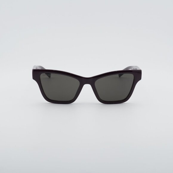 Gucci GG1982S 003 Sunglasses Shiny Dark Purple Cat Eye Frame, Solid Smoke Lenses main image 7